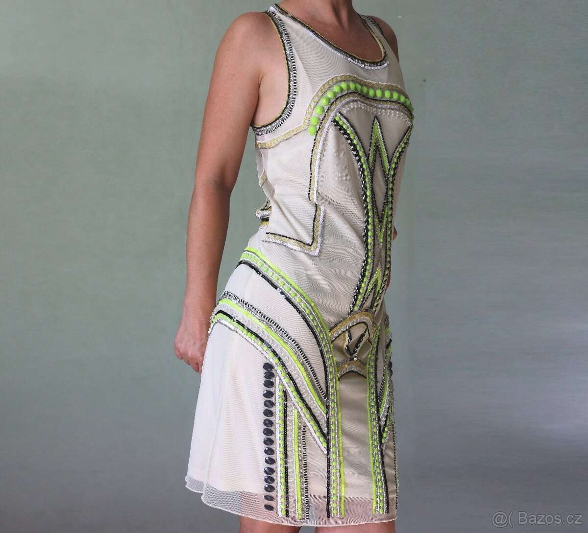 Nové smetanové šaty s korálky Miss Selfridge vel.44 - 10