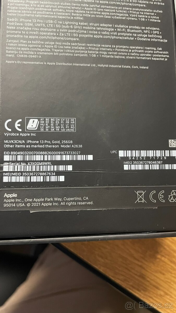 iPhone 13 Pro, 256 GB, Gold -model A2638 ,Top stav - 10