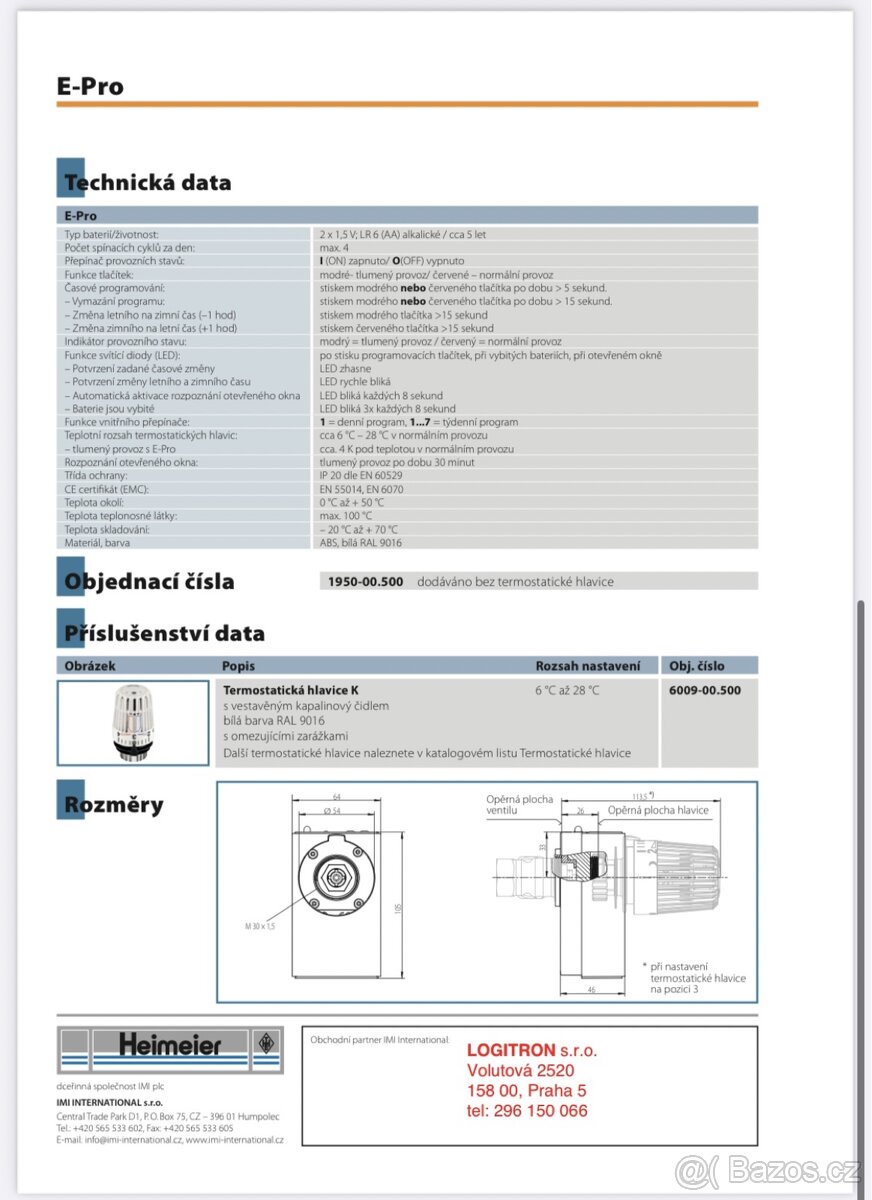 Heimeier E-Pro, 2 sady + USB stick + software - 10