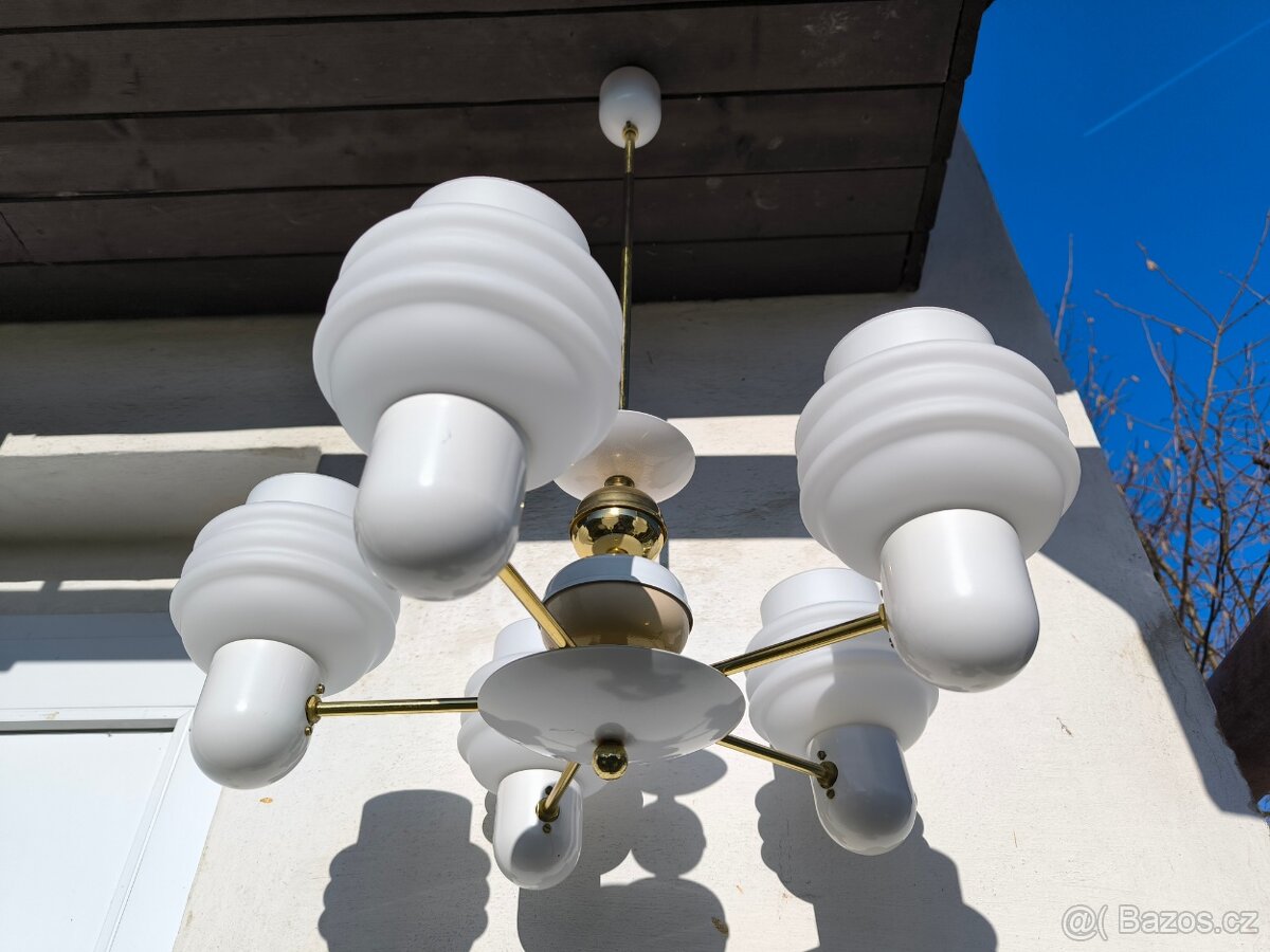 Retro opálový lustr Kamenický Šenov - 70. léta - 10