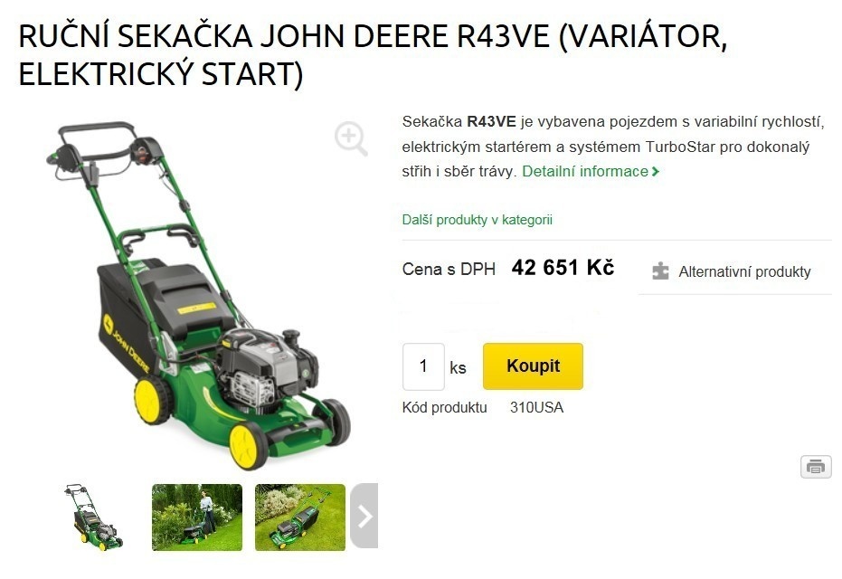 NOVÁ sekačka John Deere R43VE s motorem Briggs & Stratton - 10