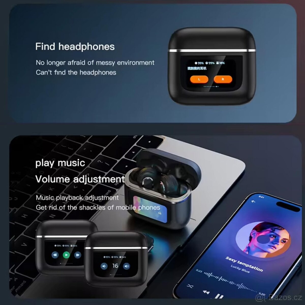 Bezdrátová sluchátka s dotykovým displejem a ANC - 10