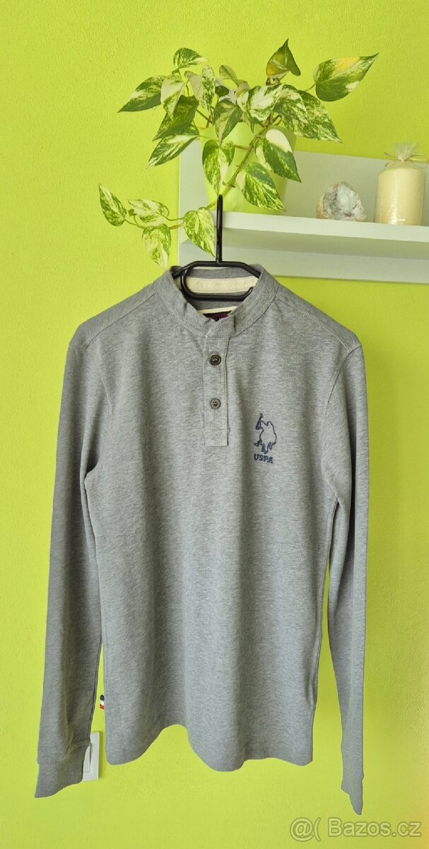 Šedé pánské tričko s knoflíčky - 10