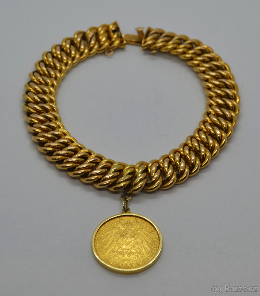 Zlatý náramek s mincí - 10