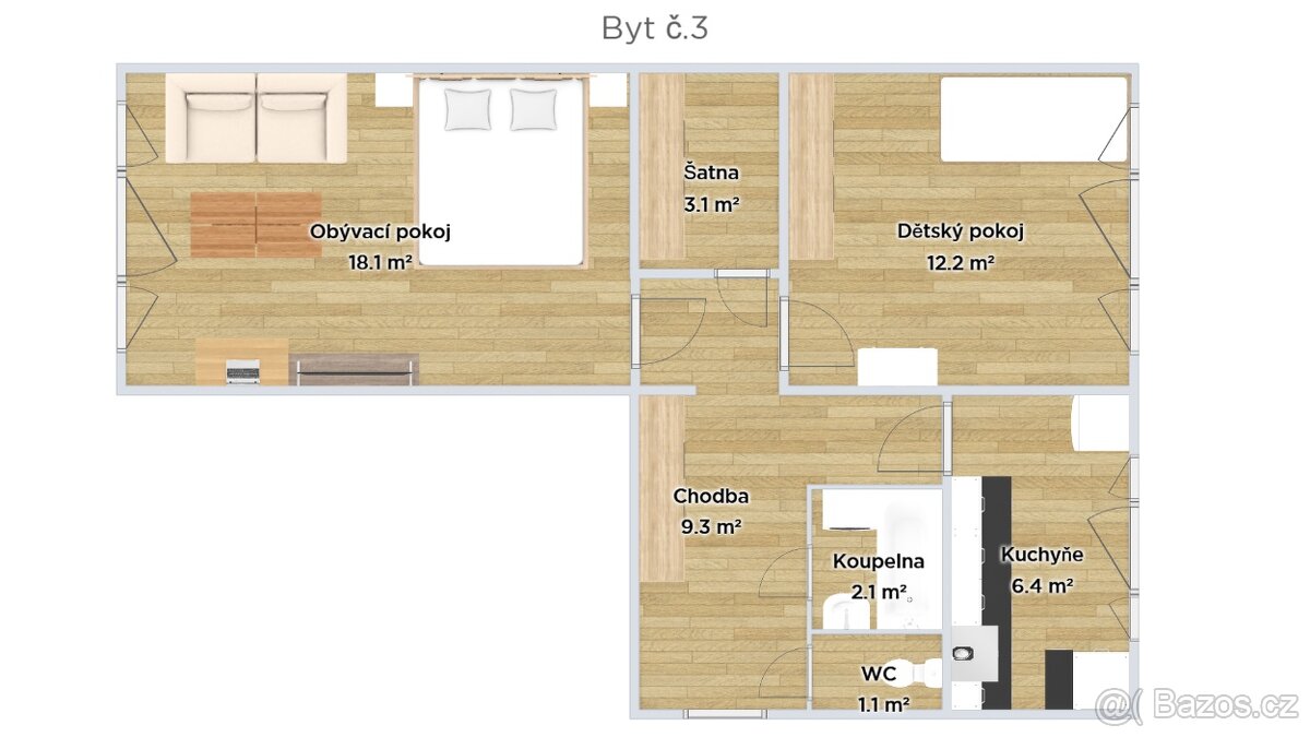 Prodej bytu 2+1, os.vl., 55 m², Ostrava – Hrabůvka, Plzeňská - 10