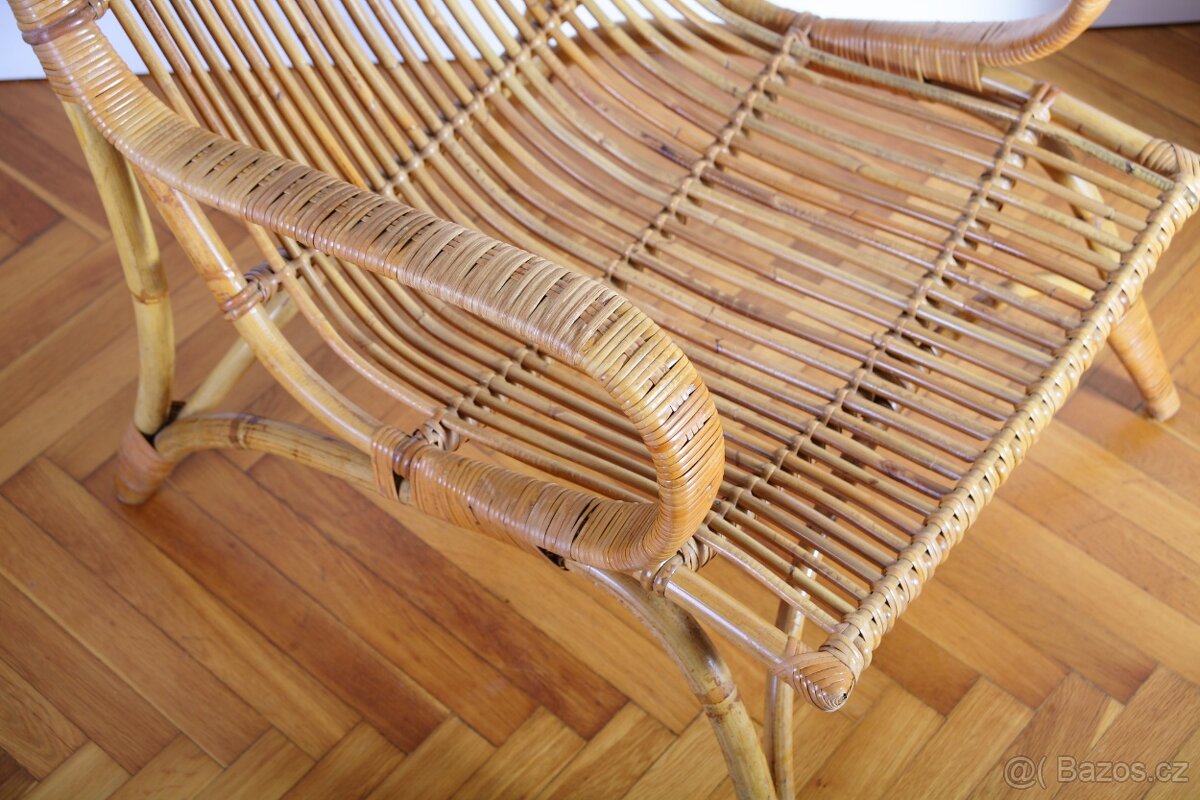 Retro Ratanové Křeslo ÚLUV - 10