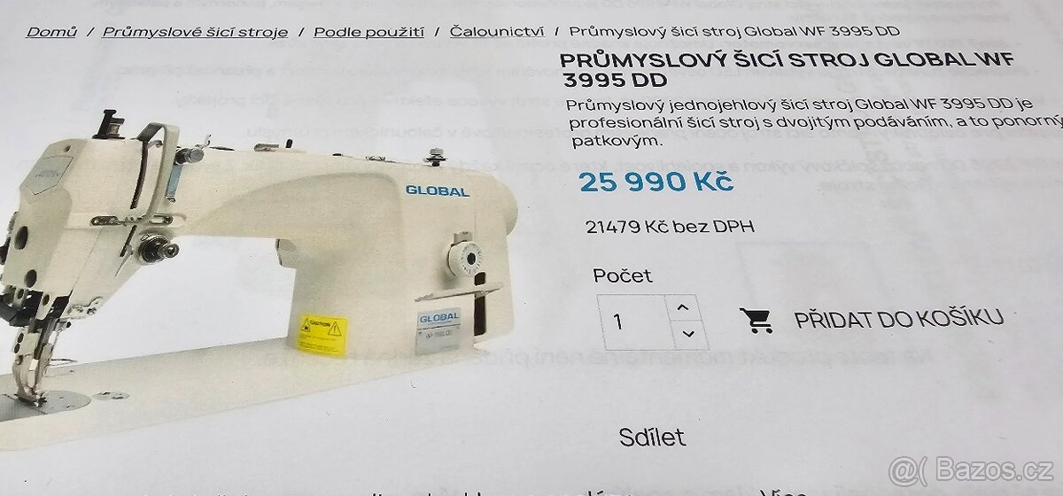 šicí stroj GLOBAL WF 3995 DD-nový - 10
