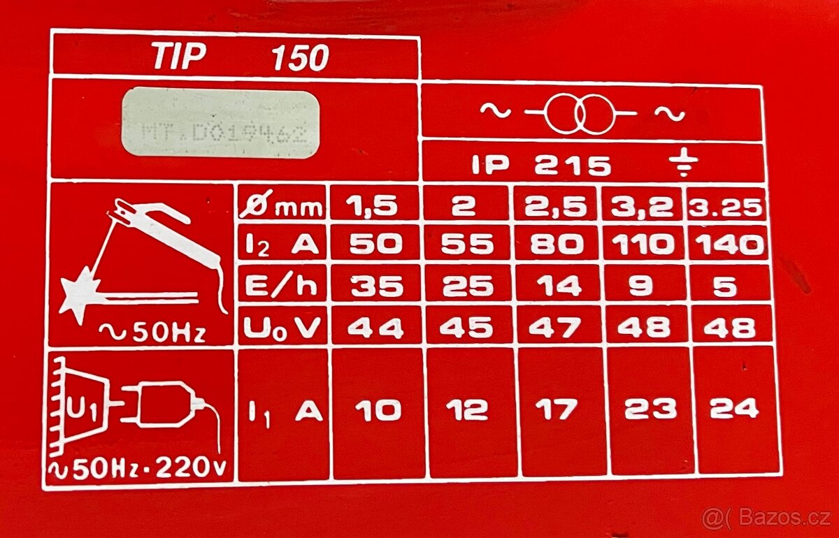 Prodám transformát. svářečku značky T.I.P. (model 150) - 10