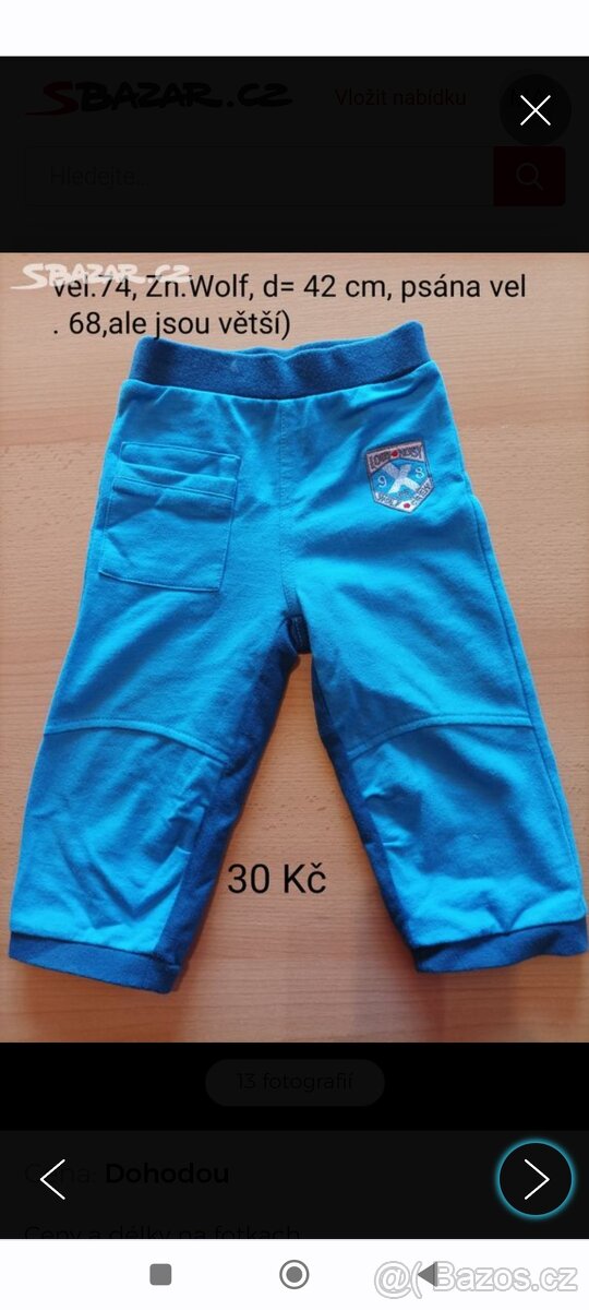 tepláky vel.74 - 10