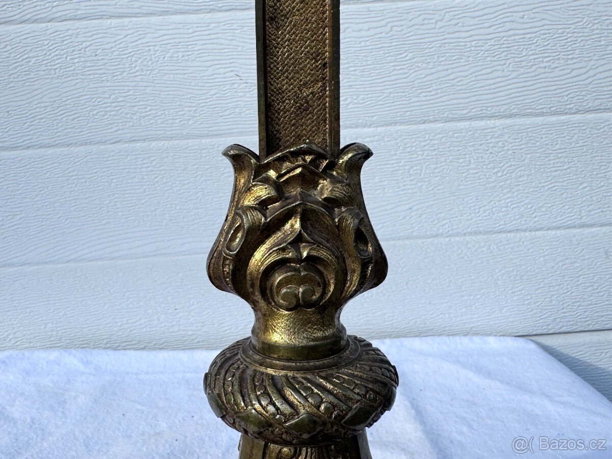 Barokní oltářní velký zdobený kříž původní kus - 10