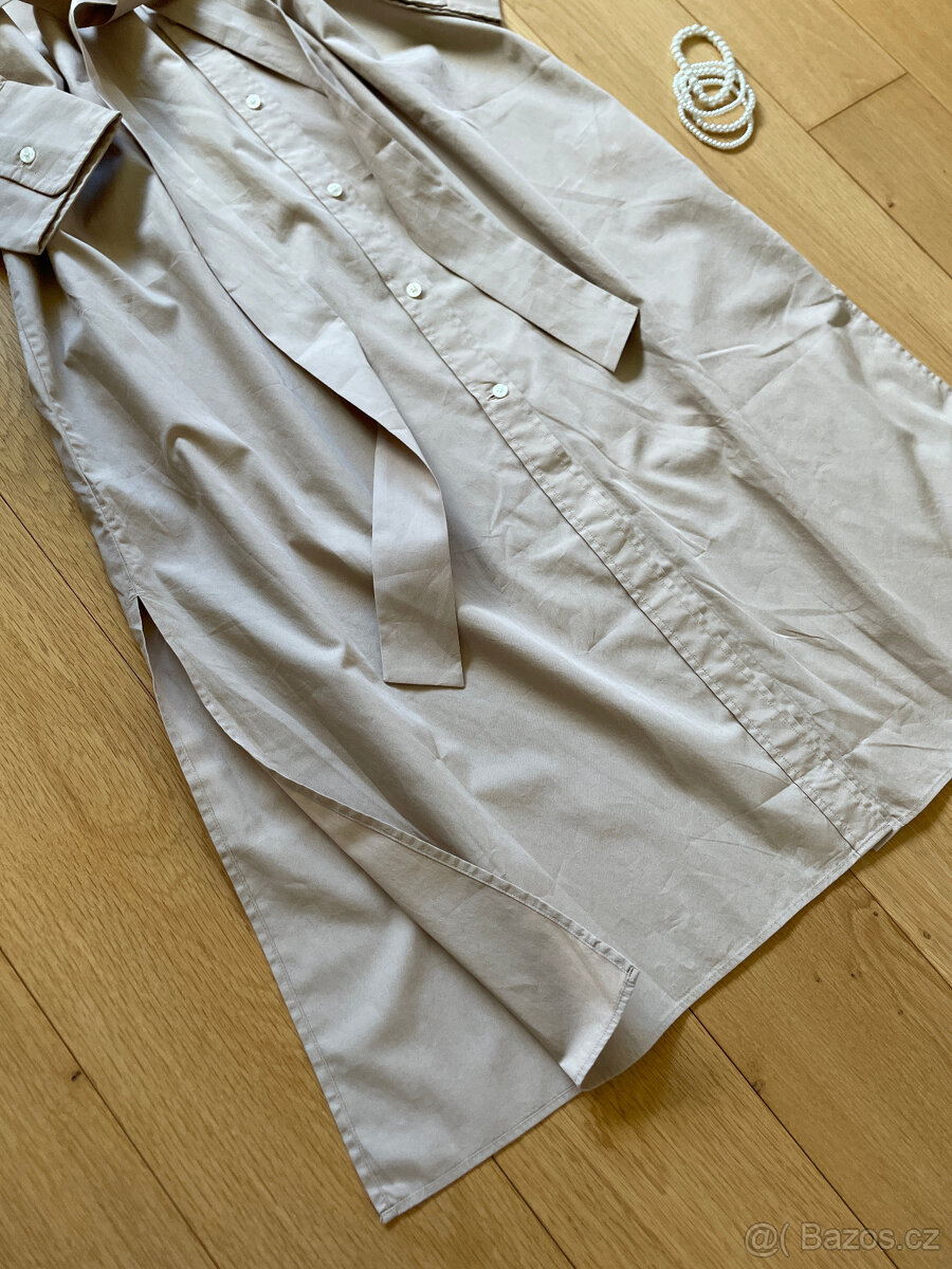 Béžové bavlněné košilové dlouhé šaty Gant, vel. 38/40 - 10