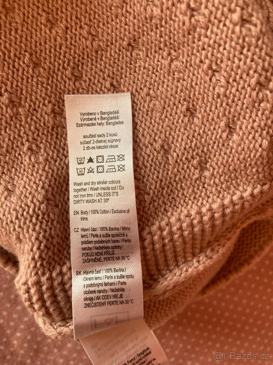 Dvoudílný pletený overal z čisté bavlny, NOVÝ; dvojčata, 68 - 10