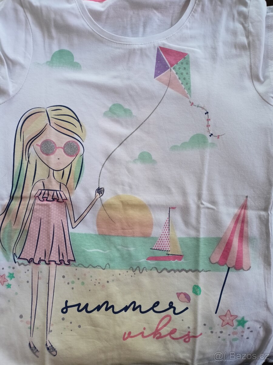 Nové dívčí trička, 15 ks, 128, 122 - 10