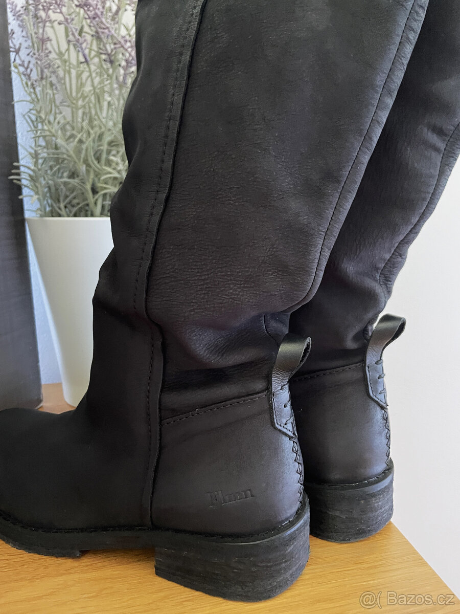 Černé luxusní natahovací kožené kozačky Felmini, vel. 39 - 10