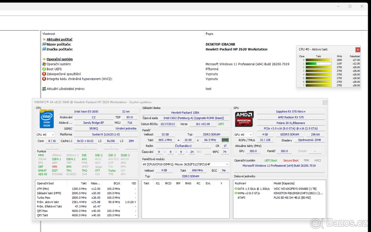 počítač HP Z620, 2x Xeon E5, 32 GB, Radeon RX570 - 10