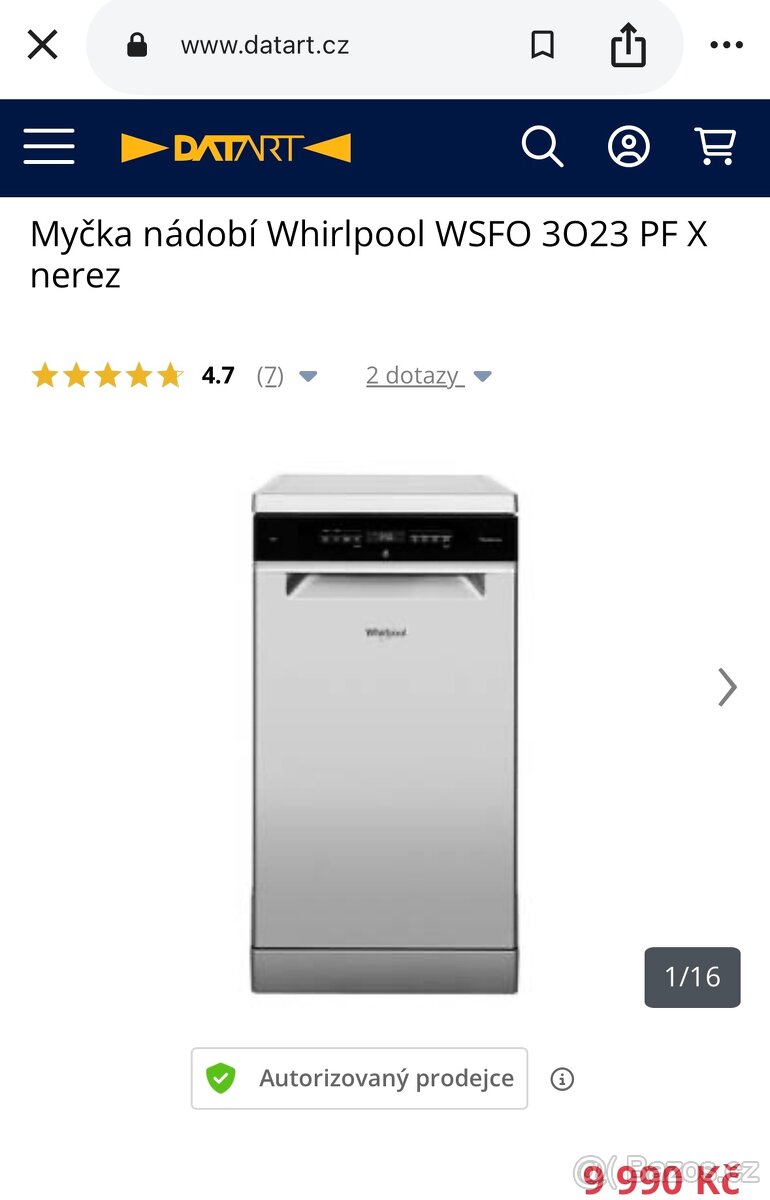 Myčka nádobí Whirlpool WSFO 3O23 PF X nerez - 10