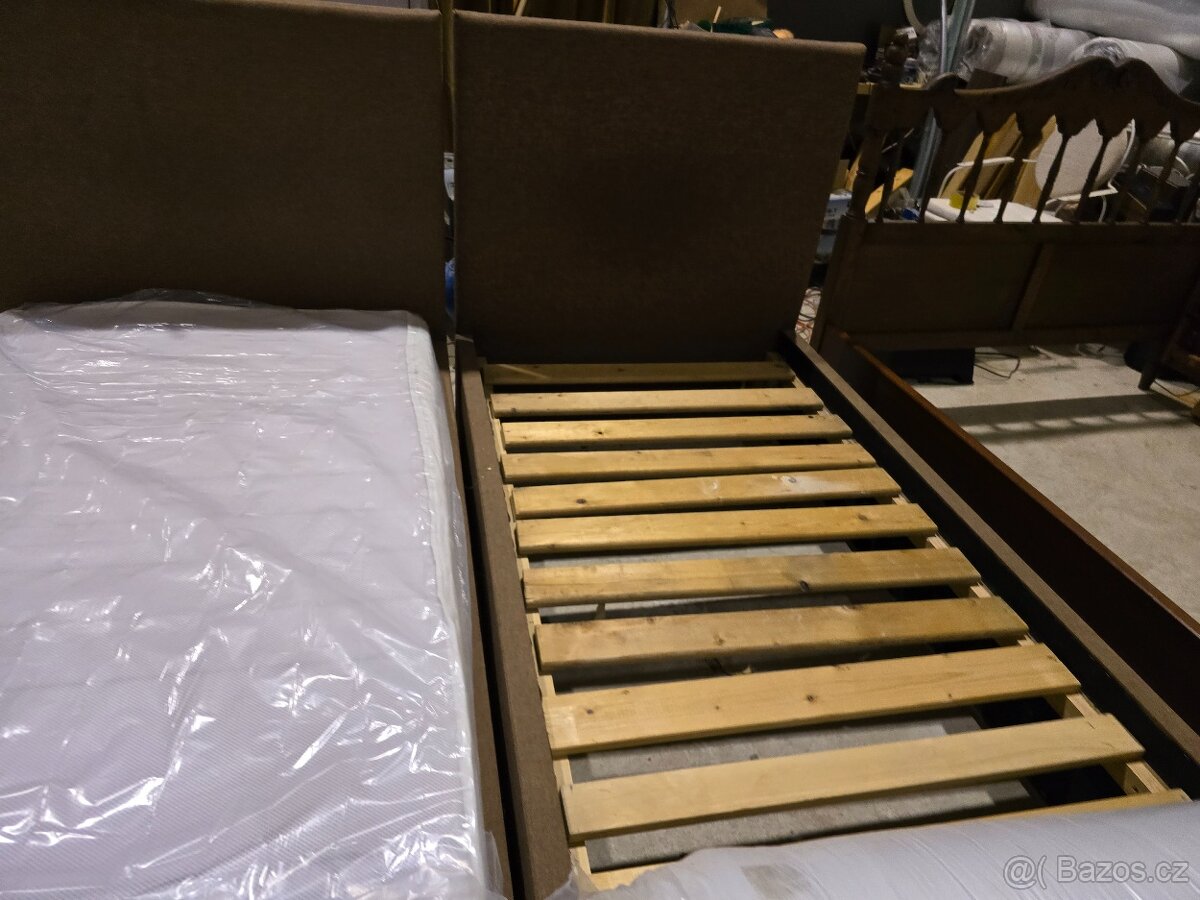 2x postel látka nový matrac komplet 90x200 výška 55 cm - 10