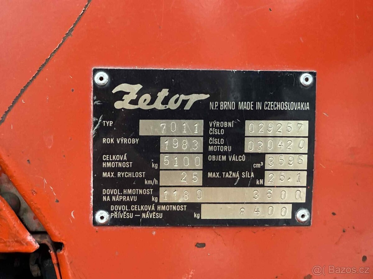 Zetor 7011 s TP, SPZ a platnou STK do 2028 - 10