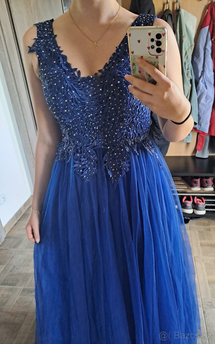 Modré plesové šaty/maturitní šaty - 10