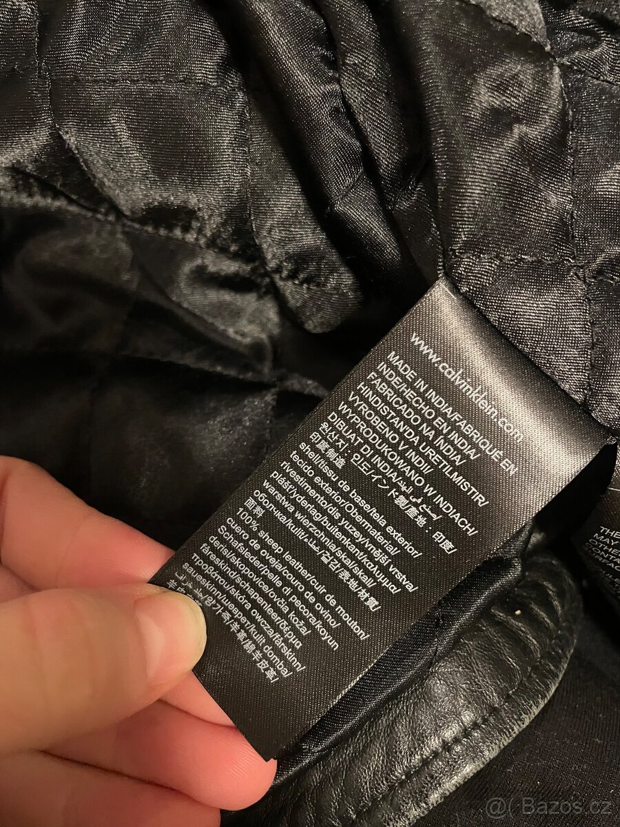 Calvin Klein Jeans – černá KOŽENÁ biker bunda z jehněčí kůže - 10