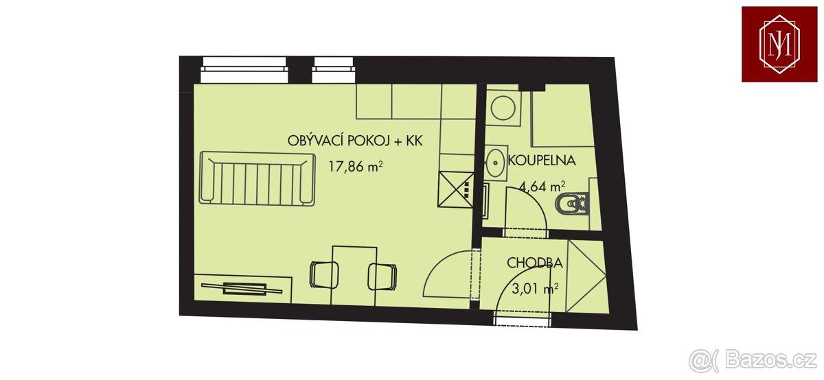 Pronájem, byt 1+kk, 26 m, Dělnická 673/9, Třešť, Česko - 10