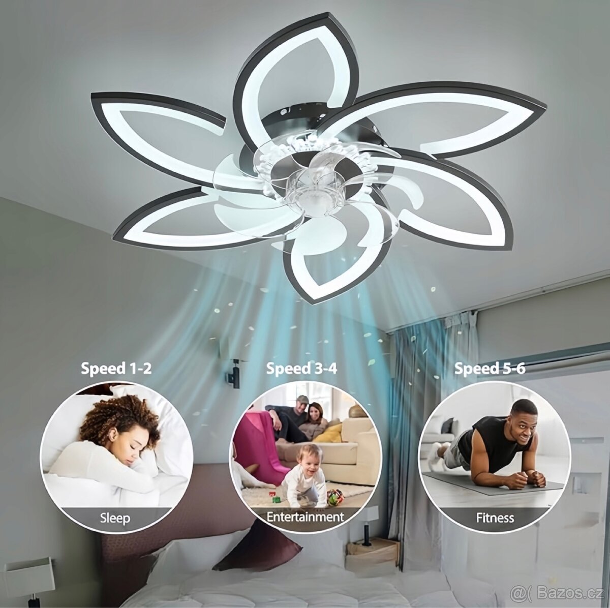 LUSTR BÍLI LED STROPNÍ VENTILÁTOR - 10