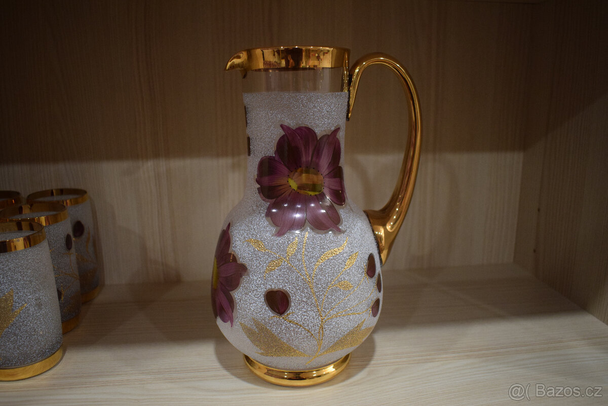 Skleněný servis - skleničky, mísa, džbán, cukřenka - 10