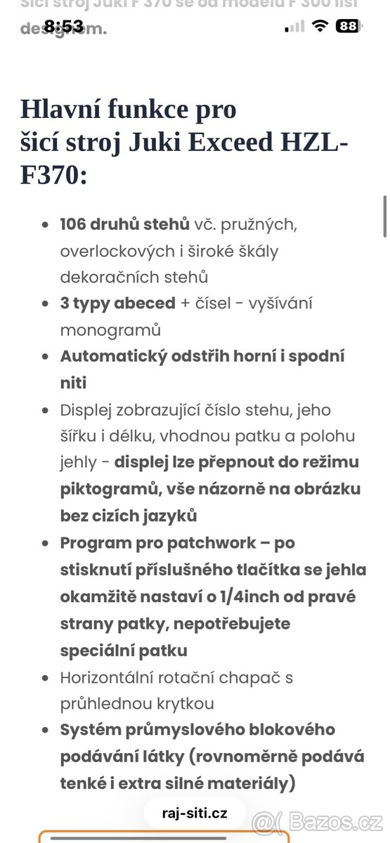 šicí stroj Juki HZL -F 370 - 10