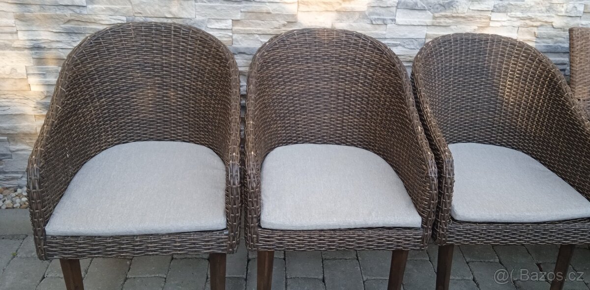 Ratanová křesla plast 3ks - 10