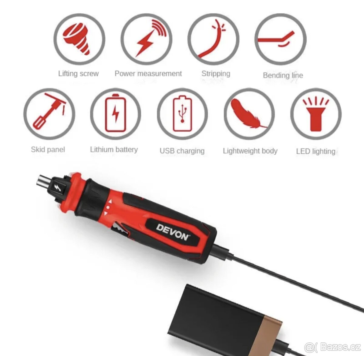 Elektrikářský kapesní aku šroubovák se světlem a indikací - 10