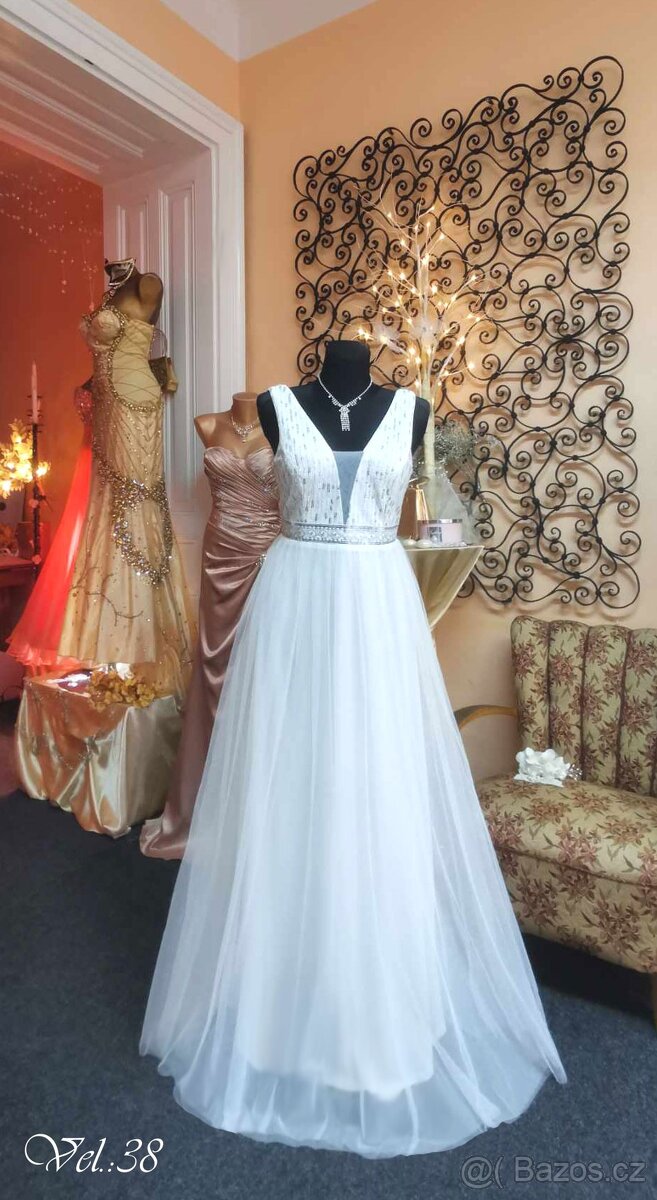 SVATEBNÍ ŠATY 💃TANEČNÍ🎀POLONÉZA🎀VÝPRODEJ - - 10