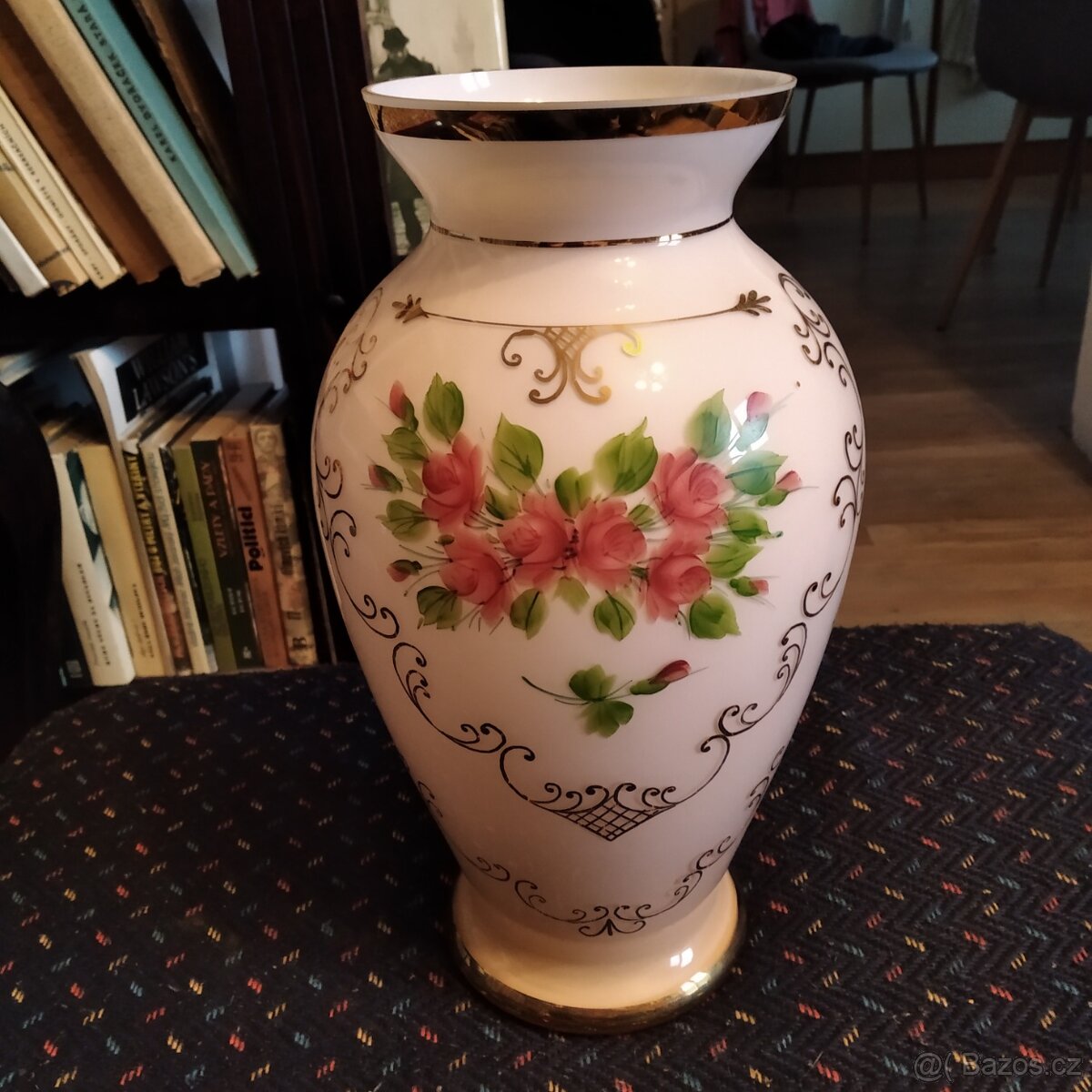 Staré keramické kovové porcelánové vázy malovane - 10