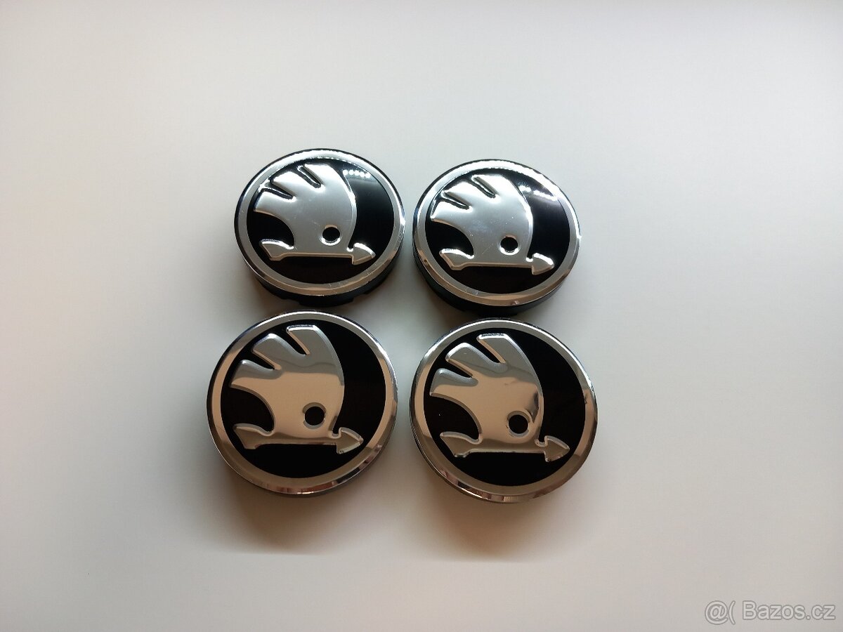 Středové krytky Škoda chrom, 56x52mm - 10