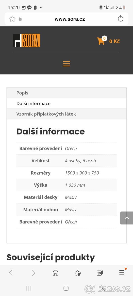 Jídelní set stůl +4 židle ořech - 10