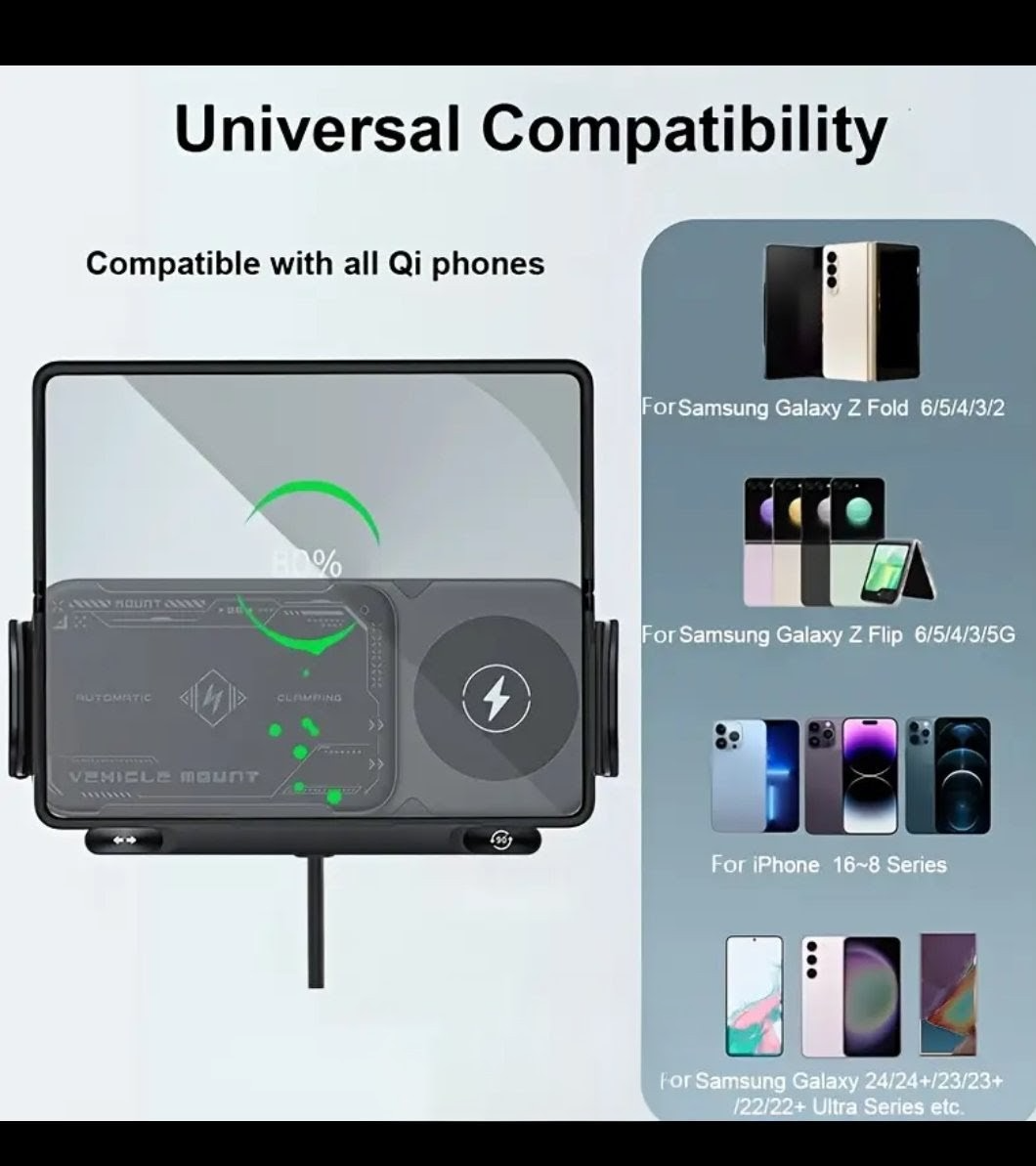 DRŽÁK DO AUTA NA MŘÍŽKU, BEZDRÁTOVÁ INDUKČNÍ NABÍJEČKA 15W - 10