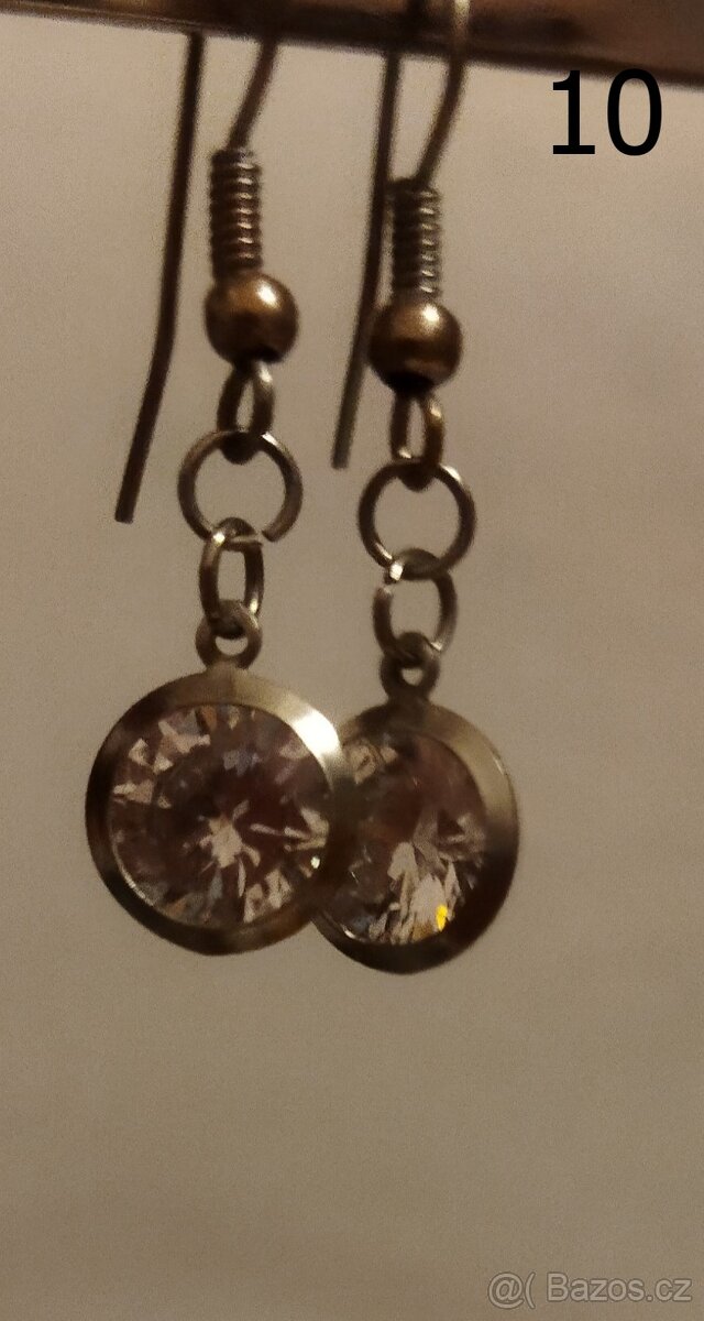 Náušnice ocel/ i s minerály - 10