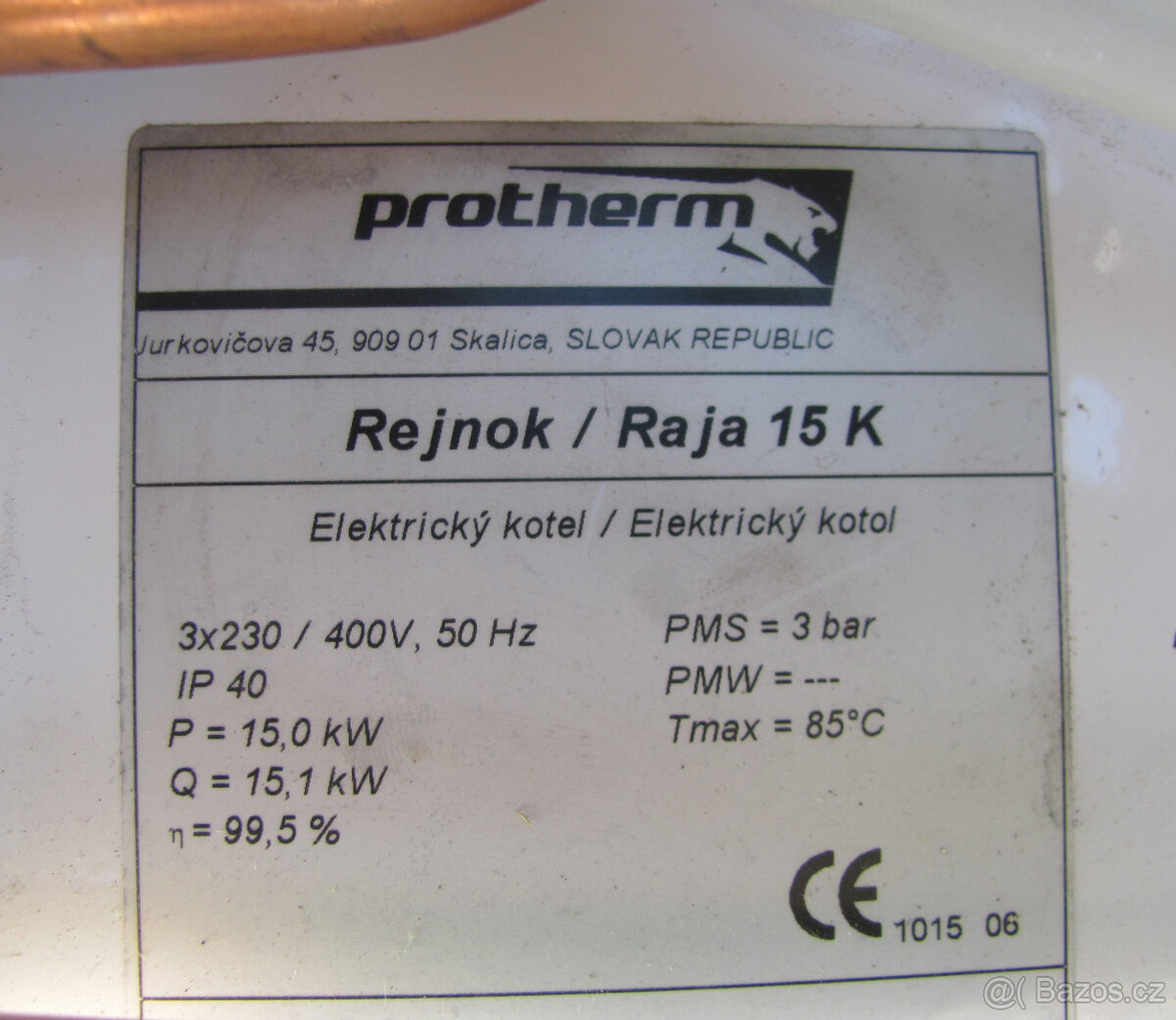 ELEKTROKOTEL PROTHERM 15KW - RAJA 15K + TERMOSTAT - 10