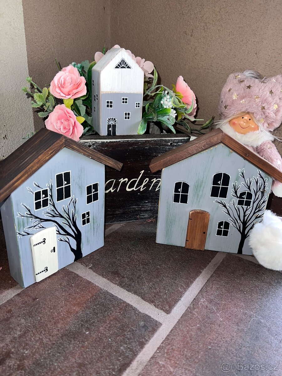 Dekorace - dřevěné domečky - 10