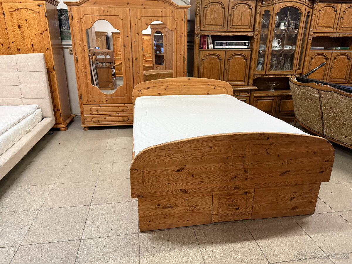 borovicová mládenecká ložnice 140cm postel - 10