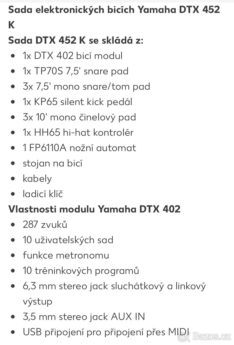 Prodám elektronické bicí Yamaha DTX452K - 10