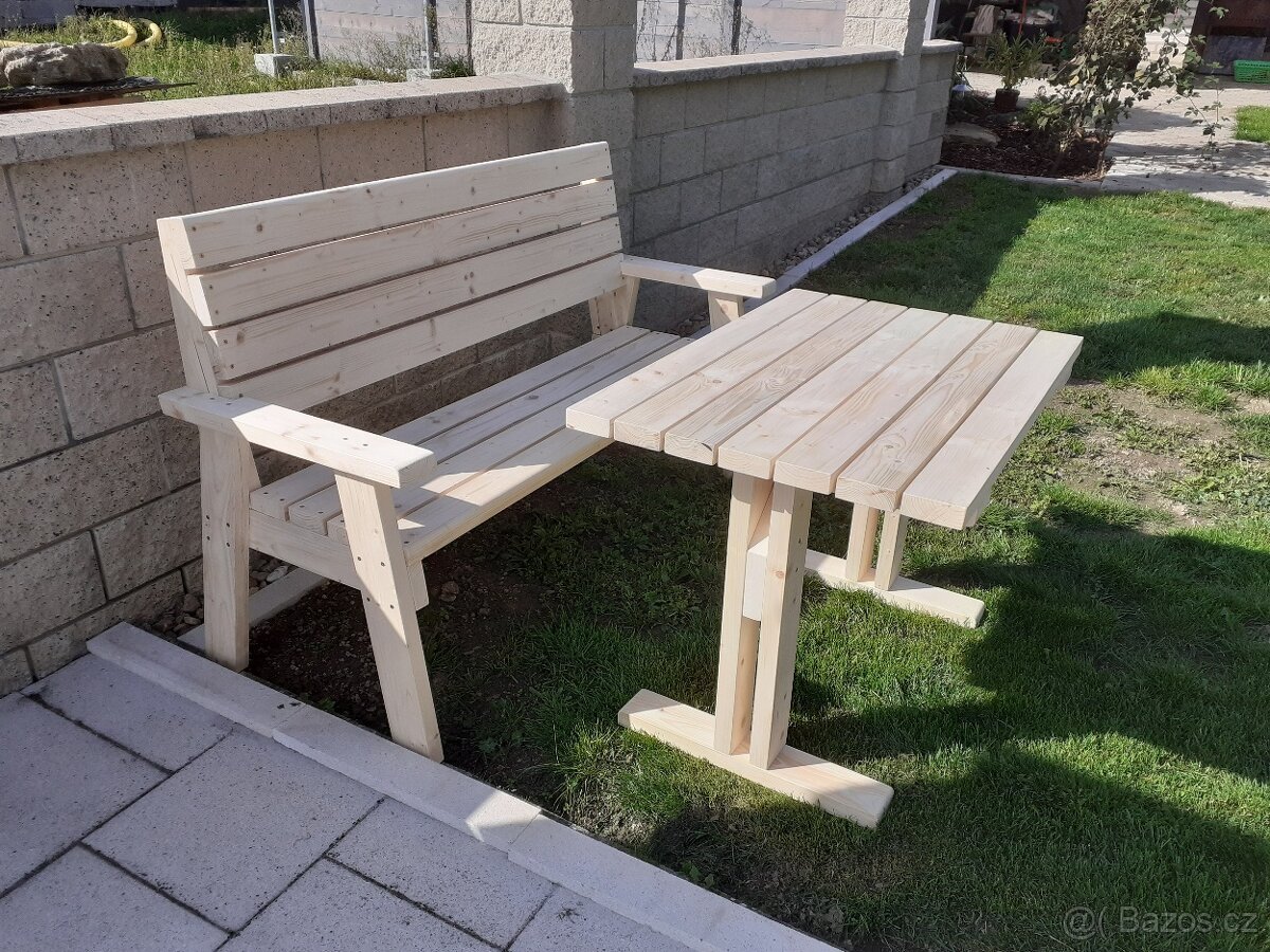 Lavice a stůl z masivu - 10