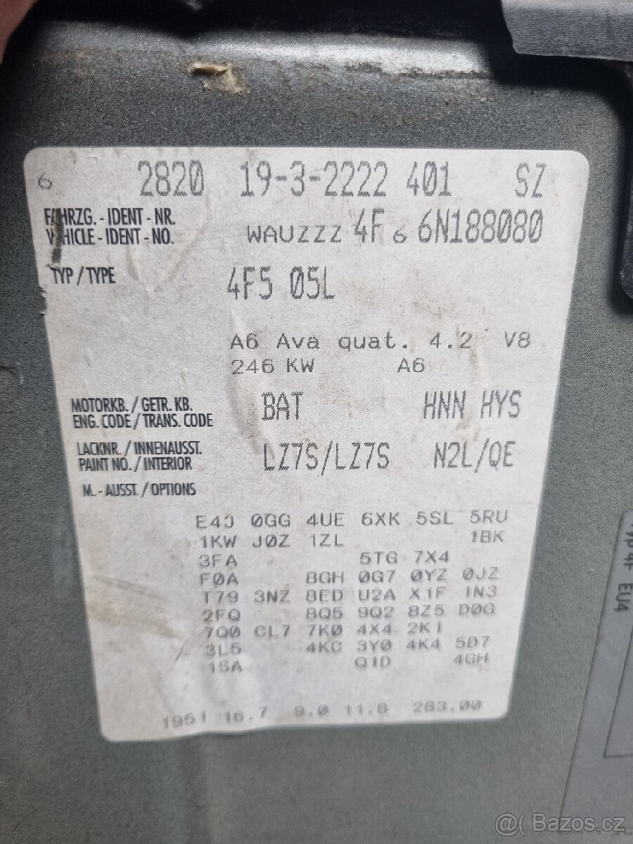 Audi a6 4f 4.2 mpi BAT , Automatická PŘEVODOVKA ZF HNN HYS - 10