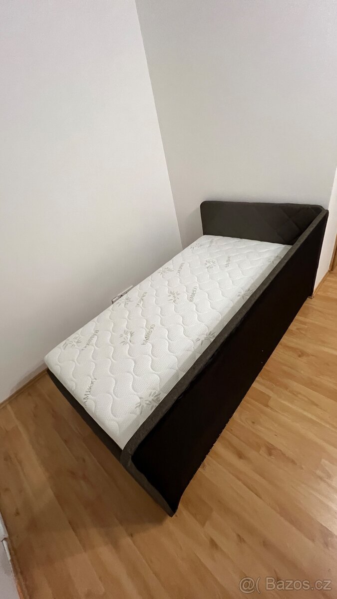 Nová čalouněná postel jednolůžko 120x200 cm tmavě šedá - 10