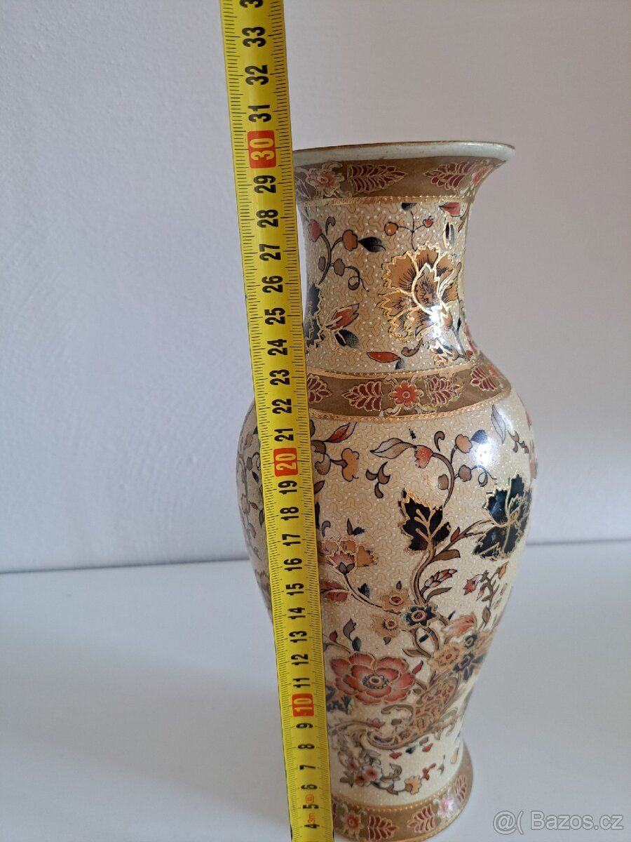 Stará váza s čínským, květinovým motivem - 10
