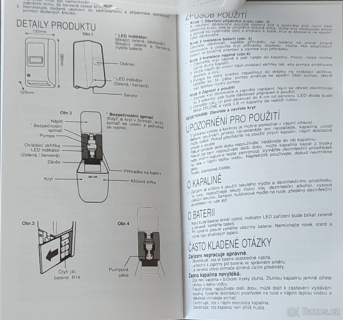 Automatický dávkovač mýdla desinfekce - nový nepoužitý - 10