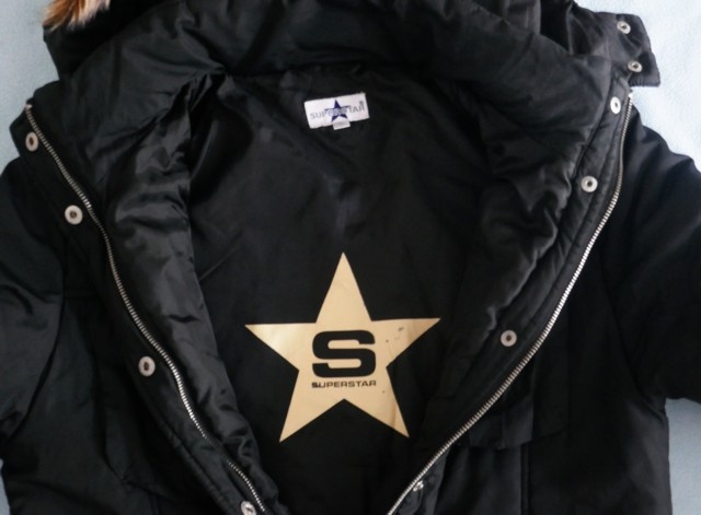 Černá zimní dlouhá prošívaná bunda, vel. 38, zn. Superstar - 10