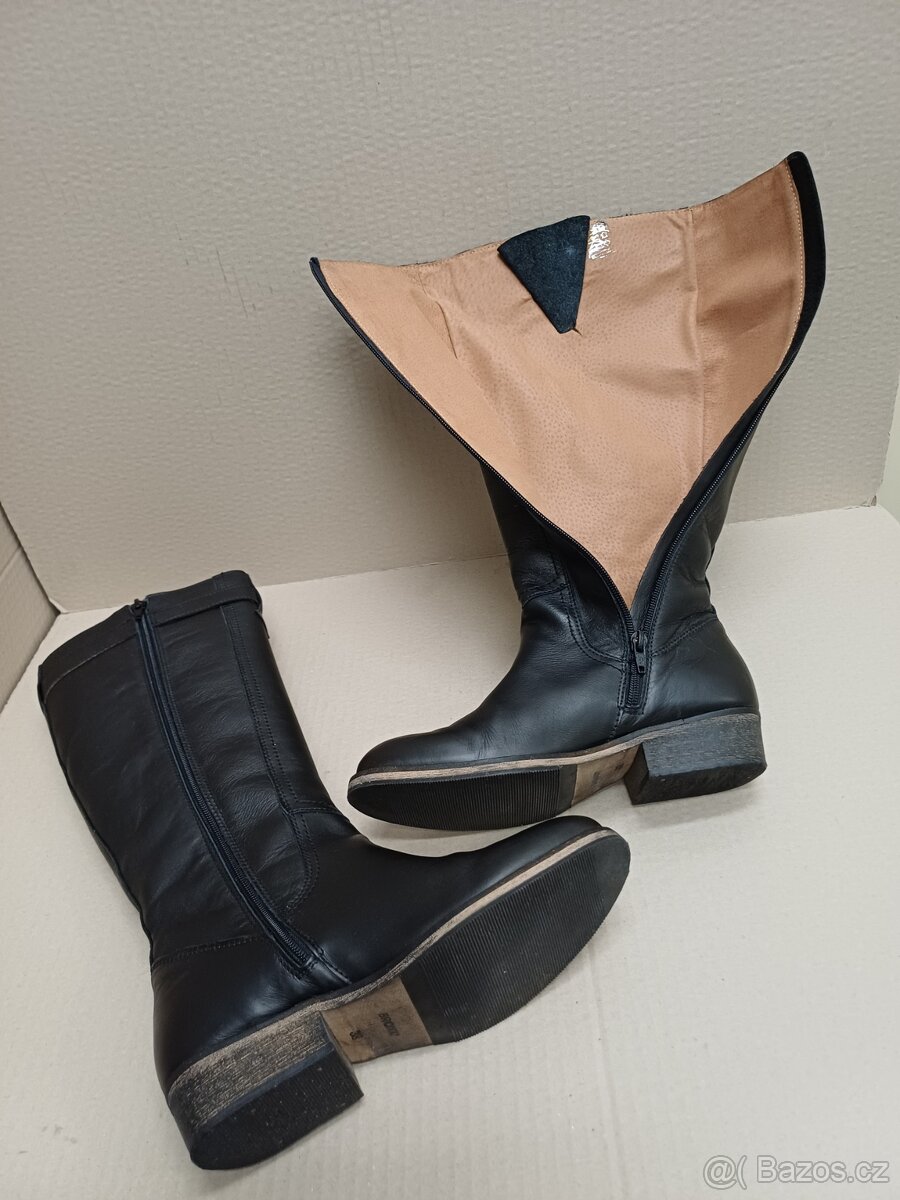 Černé kožené kozačky vel.38 - 10