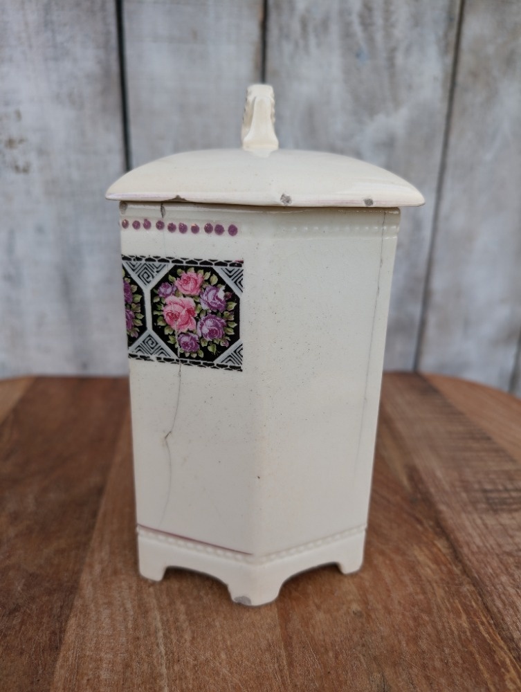 Starožitná keramická dóza na kroupy. Poškozená. - 10