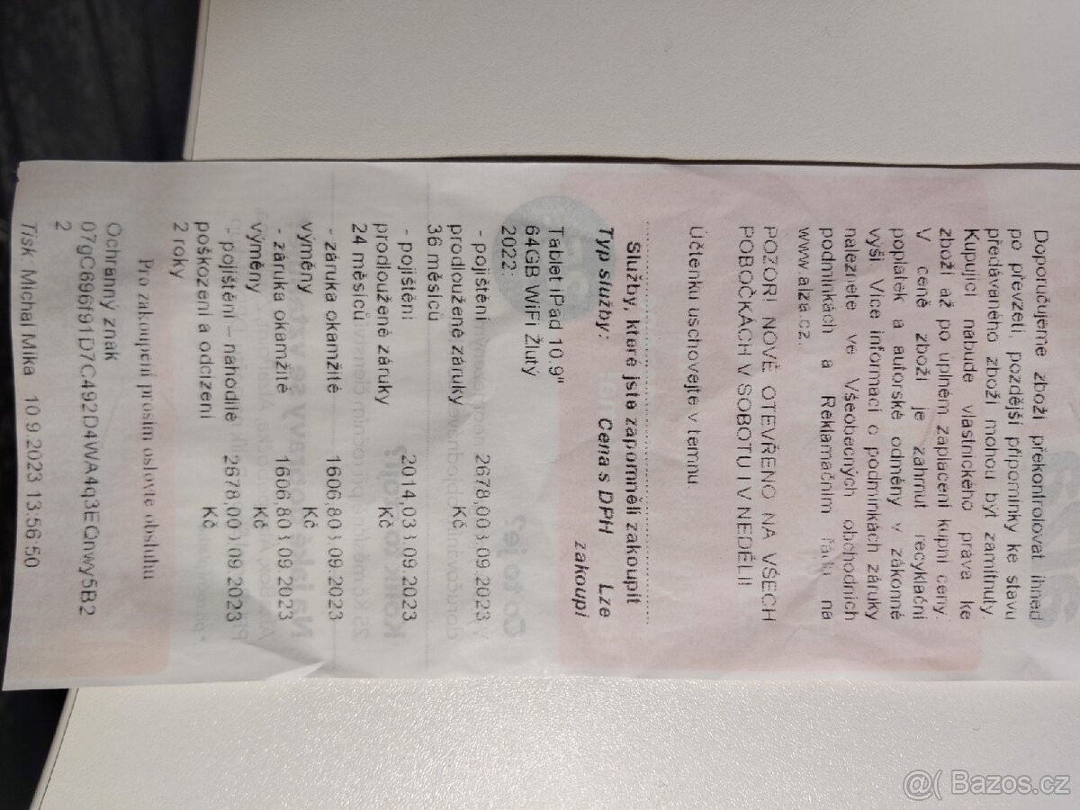 Model: iPad 10. generace (2022) — 64 GB, Wi-Fi
- 10