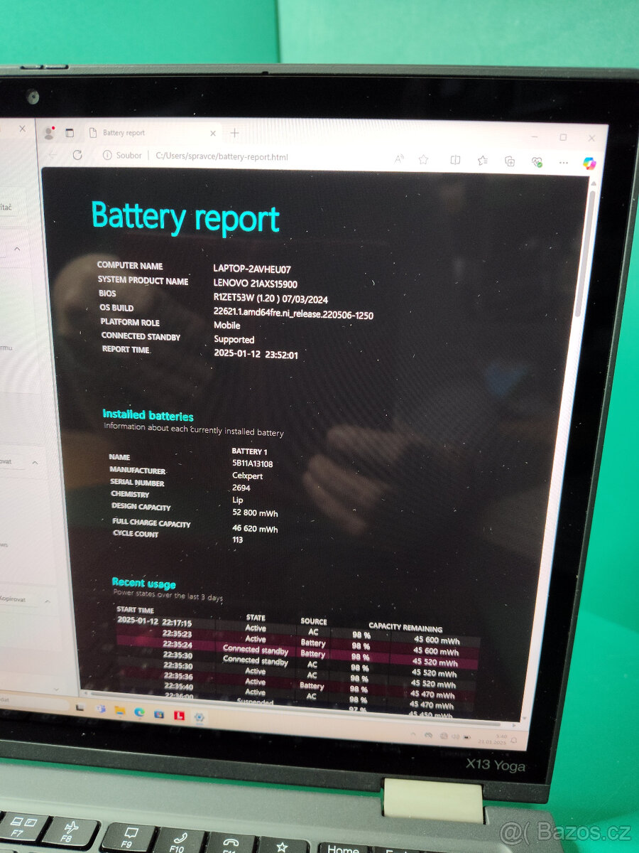 Lenovo ThinkPad x13 yoga g3 i7-1265u 32/512GB√FHD+√8m.√DPH - 10